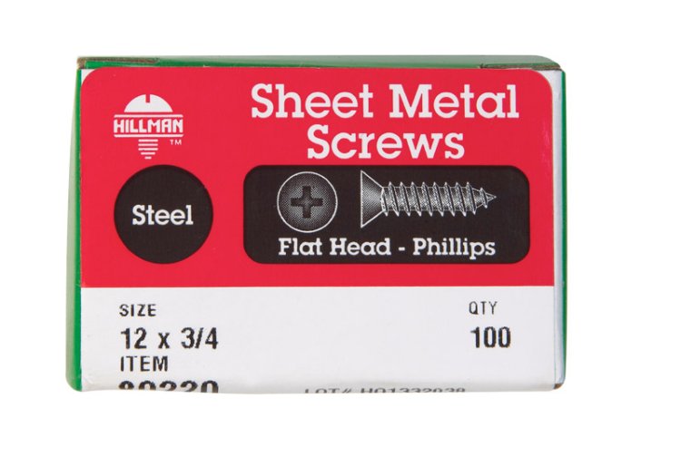 No. 12 x 3/4 in. L Phillips Flat Head Zinc-Plated Steel