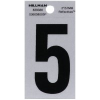 Hillman 2 in. Reflective Black Vinyl  Self-Adhesive Number 5 1