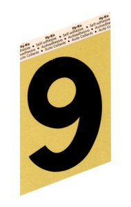 3-1/2 in. Black Aluminum Self-Adhesive Number 9 1 pc.