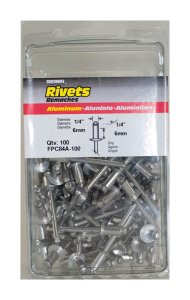 1/4 in. Dia. x 1/4 in. Aluminum Rivets Silver 100 pk