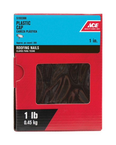 1 in. Cap Galvanized Plastic/Steel Nail Flat 1 lb.