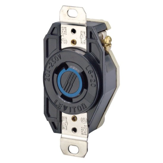 20 amps 250 V Single Black Locking Receptacle L6-20R 1 pk