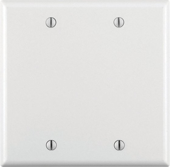 White 2 gang Plastic Blank Wall Plate Cover 1 pk