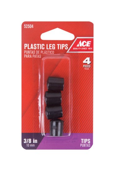 Plastic Leg Tip Black Round 3/8 in. W 4 pk