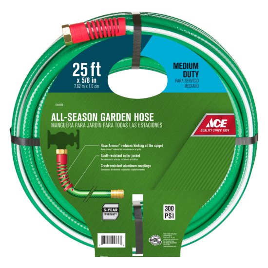 5/8 in. Dia. x 25 ft. L Medium-Duty Green Hose