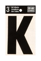 3 in. Black Vinyl Self-Adhesive Letter K 1 pc.
