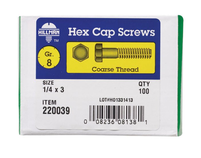 1/4 in. Dia. x 3 in. L Heat Treated Steel Hex Head Cap S