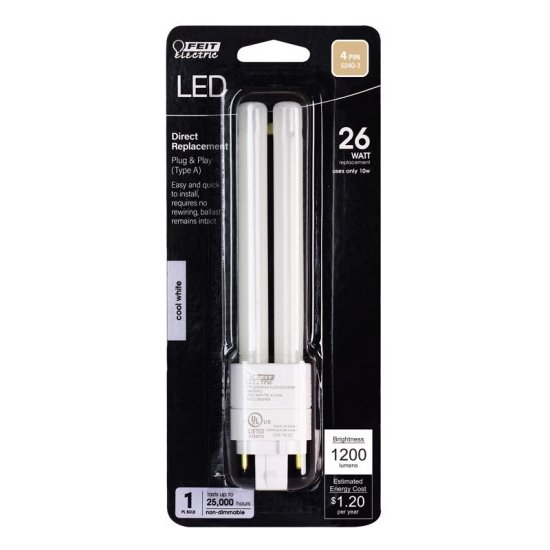 (image for) G24Q-3 4-Pin LED Bulb Cool White 26 Watt Equivalence 1 pk