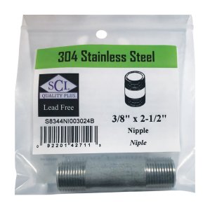 3/8 in. MPT x 2-1/2 in. L Stainless Steel Nipple