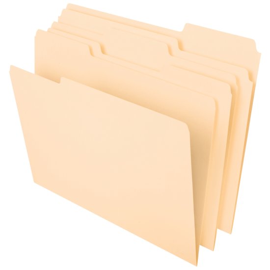 1/3 Cut, Letter Size, 30% Recycled, Manila, Pack Of 100 Folders