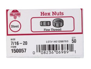 7/16 in. Zinc-Plated Steel SAE Hex Nut 50 pk