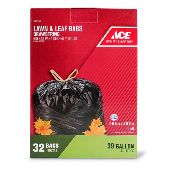 39 gal. Lawn and Leaf Bags Drawstring 32 pk