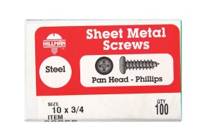 No. 10 x 3/4 in. L Phillips Pan Head Zinc-Plated Steel S