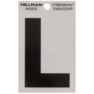 Hillman 3 in. Reflective Black Vinyl Self-Adhesive Letter L 1 pc