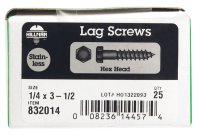 1/4 in. x 3-1/2 in. L Hex Stainless Steel Lag Screw 25 p