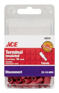 Insulated Wire Female Disconnect Red 50 pk