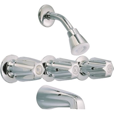 3-Handle 1-Spray Tub and Shower Faucet in Chrome