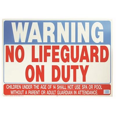 Water Safety Warning No Lifeguard on Duty Pool Sign