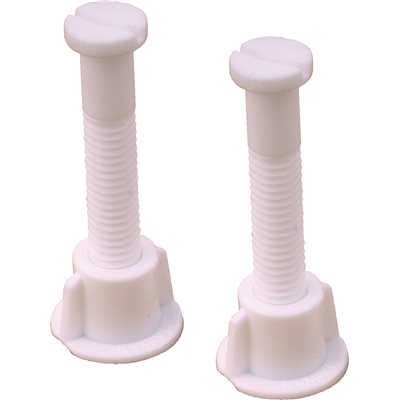 7/16 in. x 2-1/4 in. Toilet Seat Bolts Plastic White, Di