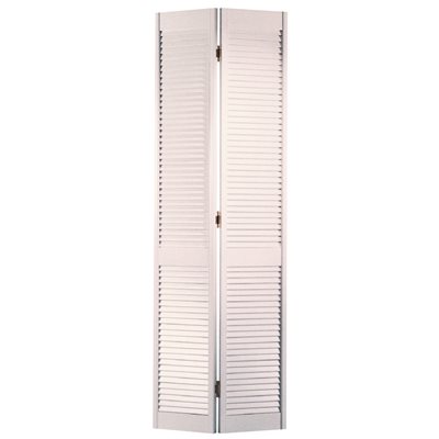 30 in. x 80 in. Textured Full Louver Bi-Fold Door