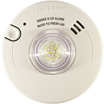 120 VAC Smoke and CO Alarm with LED Strobe and 10-Year Battery