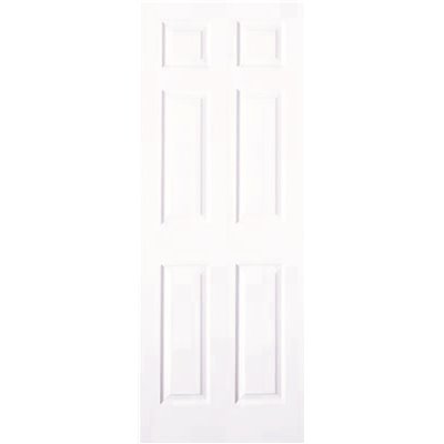 30 in. x 80 in. Textured 6-Panel Primed White Hollow Core Compos