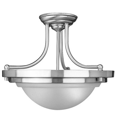 2-Lights Brushed Nickel Semi-Flushmount