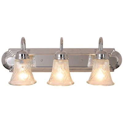 24 in. 3-Light Chrome Vanity Light with Clear Glass