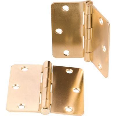 BUTT HINGES, 5/8 IN. RADIUS CORNER, 3-1/2 IN., BRIGHT